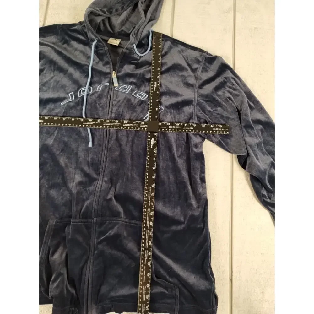 Nike Air Jordan VTG XXL Full Zipper Hoodie Blue Soft w/Front Pockets